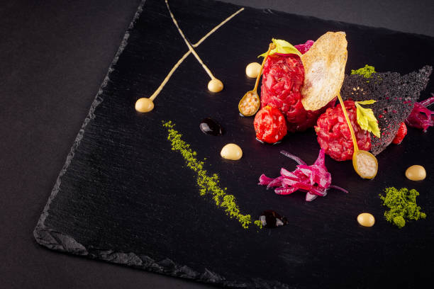 istock Beef tartare with various dip and vegetables 1430261311