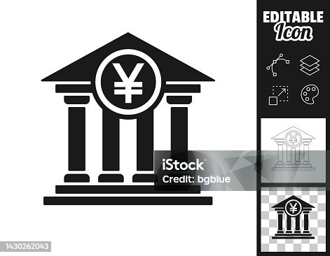 istock Bank with Yen sign. Icon for design. Easily editable 1430262043