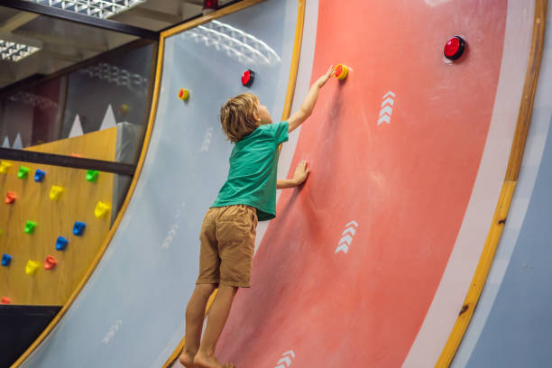 istock The boy has fun in an indoor playground 1430262448