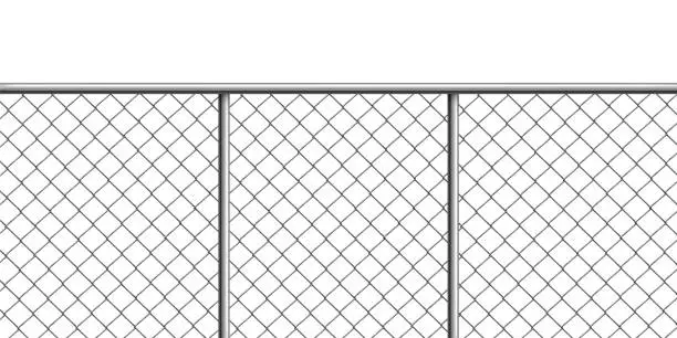 Vector illustration of Metal wire mesh fence, rabitz grid