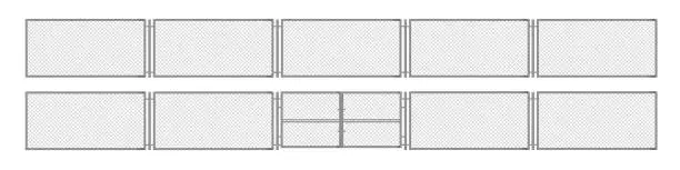 Vector illustration of Fence mesh from wire, metal grid with gate 3d