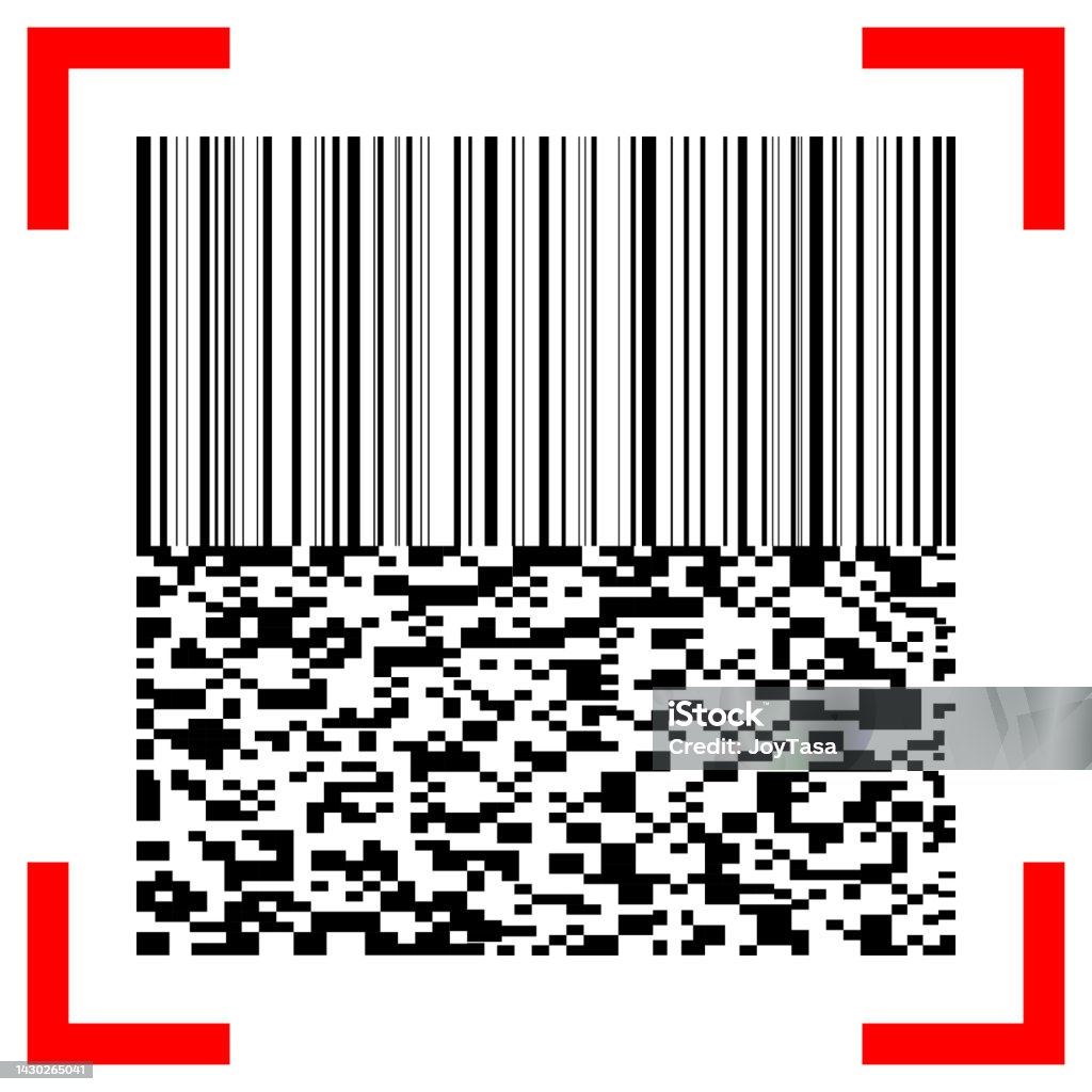 Barcode And Qr Code With Red Scanner On White Vector Illustration Stock ...