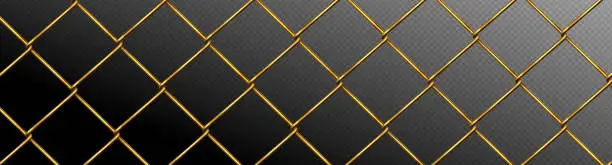 Vector illustration of Metal fence mesh, pattern of brass wire grid