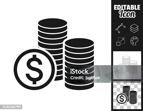 istock Dollar coins stacks. Icon for design. Easily editable 1430266789