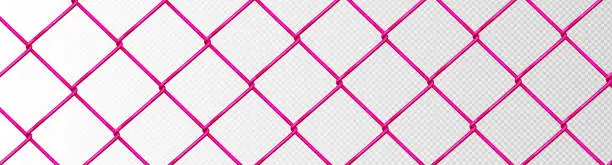 Vector illustration of Pink wire net, metal steel mesh pattern, fence