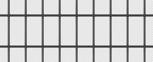 Gold cage, jail with golden metal bars, birdcage Gold cage, jail with golden metal bars. Realistic prison fence, grates, metallic rods. Criminal grid pattern, jailhouse or birdcage isolated on transparent background. 3d vector Illustration window grid patterns stock illustrations