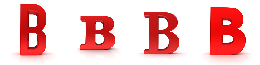 B letter red 3d renderings