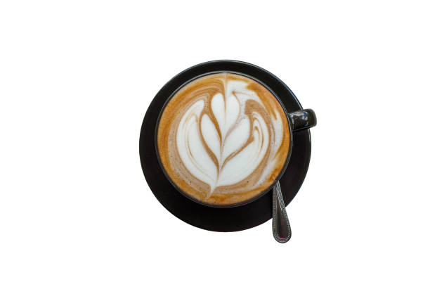 istock Black cups with hot coffee on a bright white background. 1430272562