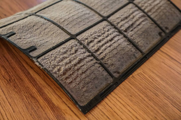 Dirty house air filters. stock photo