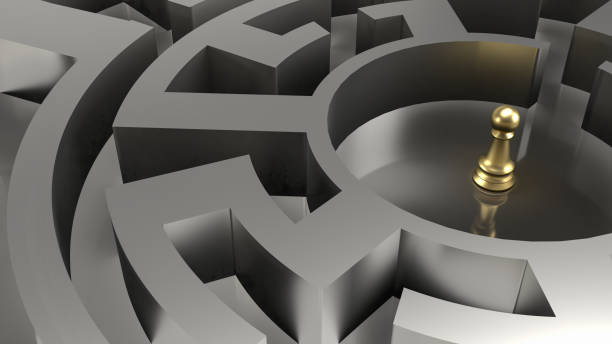 istock The gold chess in maze for business concept 3d rendering 1430276047