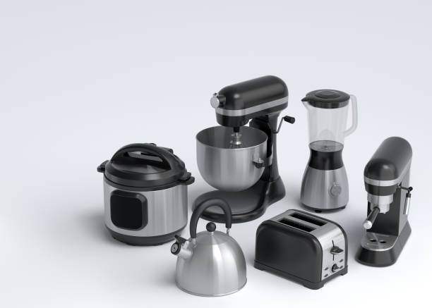 istock Electric kitchen appliances and utensils for making breakfast on white 1430277648