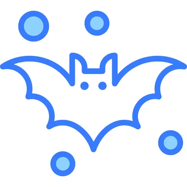 Vector illustration of horror bat vector blue outline icon.