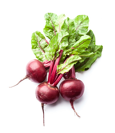 Beet root  with beetroot leaves vegetables with leaves on white backgrounds