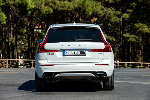Istanbul, Turkey- September 19 2022: Volvo XC60 Recharge Plug-in Hybrid is a compact luxury crossover SUV manufactured and marketed by Swedish automaker Volvo Cars.