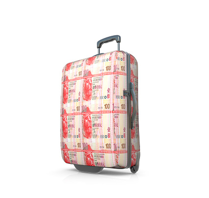 Travel suitcases isolated on white background.