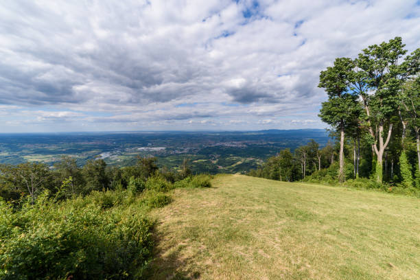 Panorama of Loznica seen from the mountain Gucevo. City of Loznica in west Serbia aerial view. Panorama of Loznica seen from the mountain Gucevo. City of Loznica in west Serbia aerial view. undivided highway stock pictures, royalty-free photos & images