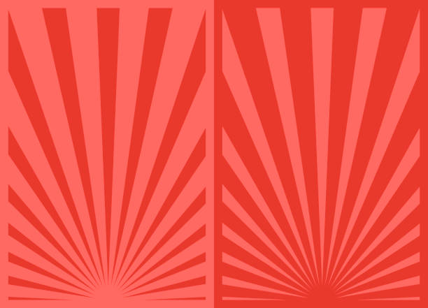 Set of 2 Red Retro Inspired Vertical Posters, Holiday Backgrounds, Different Sunburst Promo DIY Modern Art Templates. Vintage Red Christmas Stripes Posters Set, Editable Vector Template for Print Design, Digital and Social Media. propaganda stock illustrations