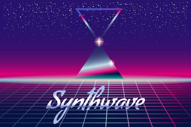 Synthwave Retro Banner Vaporwave Aesthetic Background Pyramids Grid 3d  Sunset 80s Retrowave Stock Illustration - Download Image Now - iStock