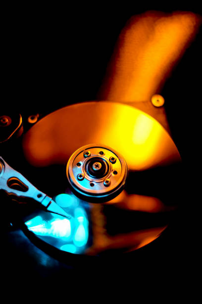 Interior View Hard Disk with light effects stock photo