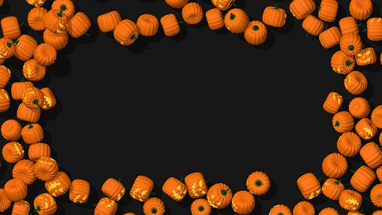 Scary Pumpkin Background Frame, Designed for Happy Halloween Trick or Treat, Space Available for Text