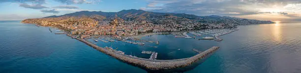 Photo of Drone panorama over the harbour of the Italian city of San Remo