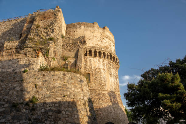Aragonese Castle Reggio Calabria Details of Aragonese Castle Reggio Calabria. The Aragonese castle of Reggio Calabria is the main fortification of the city, located in the homonymous square Castello between via Aschenez and via Possidonea. It is considered, together with the Riace Bronzes, one of the main historical symbols of the city of Reggio castle scilla stock pictures, royalty-free photos & images