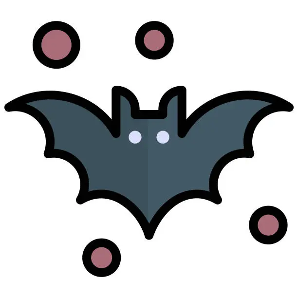 Vector illustration of horror bat vector color line icon
