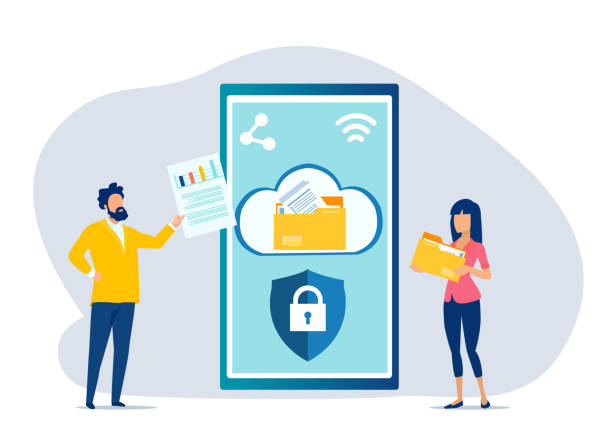 ilustrações, clipart, desenhos animados e ícones de conceito de serviço de nuvem móvel de tecnologia de negócios - wireless technology transfer image cloud symbol