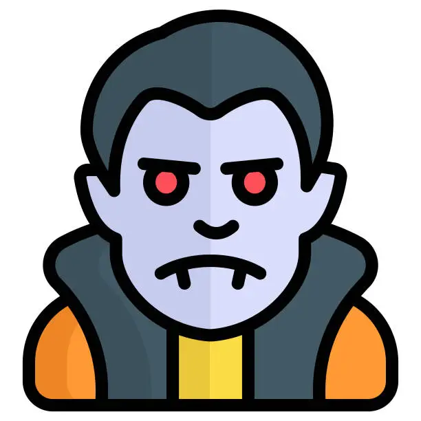 Vector illustration of scary man vector color line icon