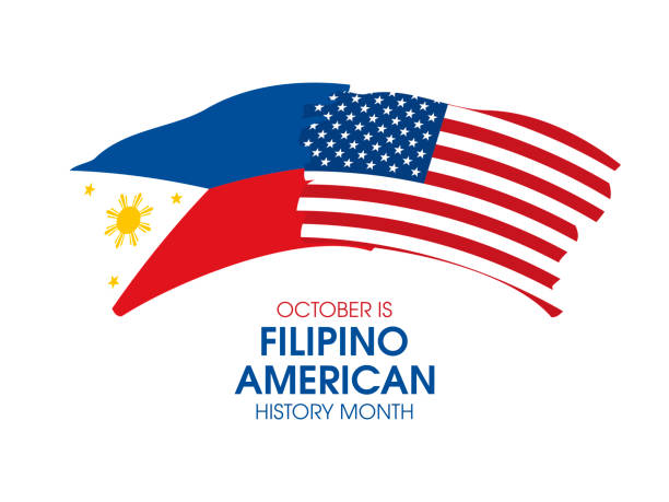 illustrazioni stock, clip art, cartoni animati e icone di tendenza di ottobre è il vettore del mese della storia americana filippina - filippine
