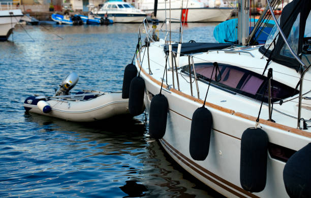 istock White yacht moored in the bay. 1430318801