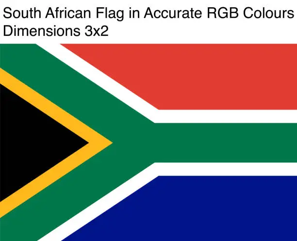 Vector illustration of South African Flag in Accurate RGB Colors (Dimensions 3x2)