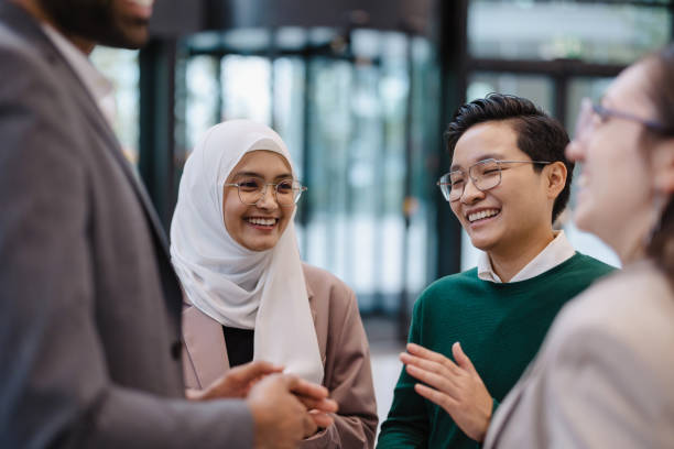 istock Multi-ethnic business group in an office building 1430323813