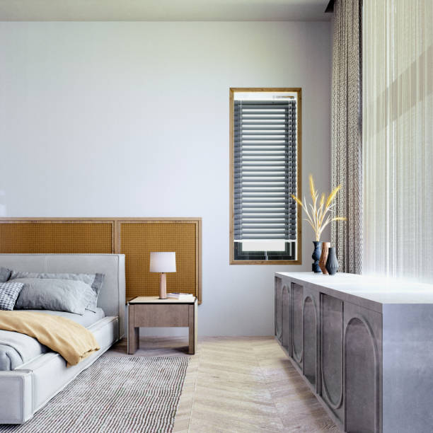 istock 3d rendering,3d illustration, Interior Scene and  Mockup,3d rendering,3d illustration, Interior Scene and  Mockup,bed room industrial style render 3d,white wall decoration material wood. 1430326914