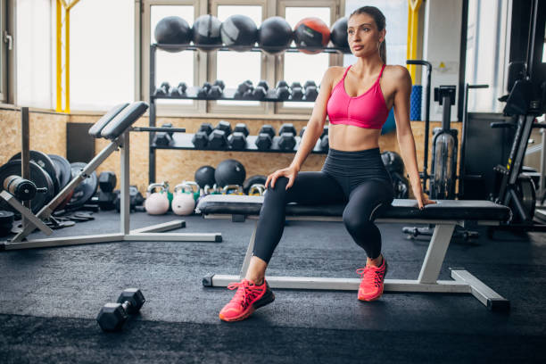 istock Beautiful woman in gym 1430327151