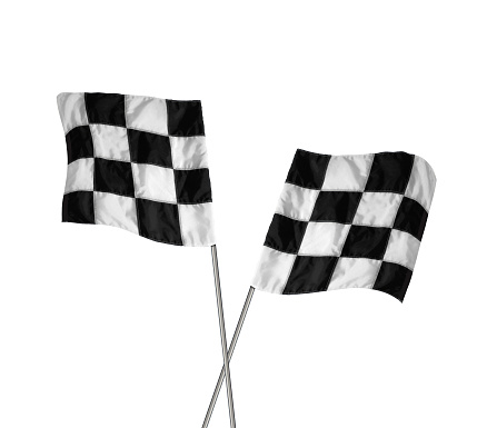 Checkered flag isolated on white background