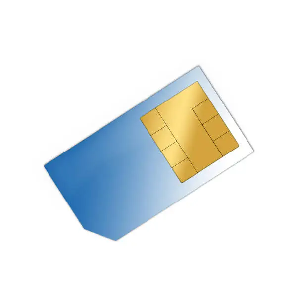 blue sim card isolated on white background