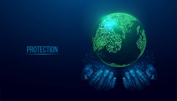 istock Two human hands are holds Planet Earth. Earth Day, Protection environmental, Ecology concept.  Futuristic modern abstract background. Vector illustration. 1430333962