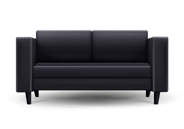 modernes schwarzes sofa - armchair chair leather black stock-grafiken, -clipart, -cartoons und -symbole