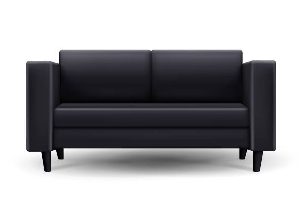 Modern Black Sofa Black Sofa. Modern furniture. Vector illustration. empty sofa stock illustrations