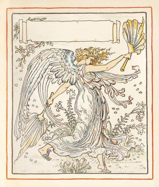 istock Angel celebrating springtime Art nouveau design book illustration 1899 1430336470