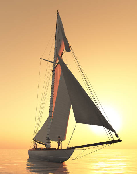 istock Sailing yacht at sunset 1430339471