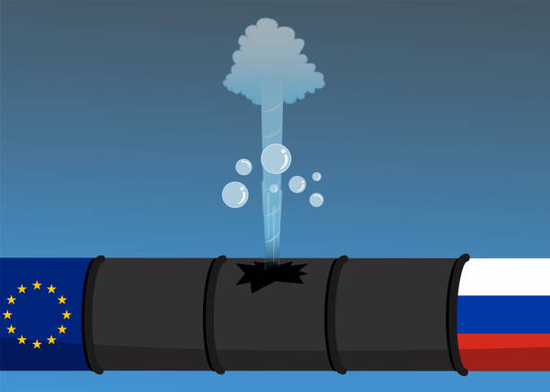 nord stream과 러시아와 유럽 연합 간의 가스 누출. - nord stream stock illustrations