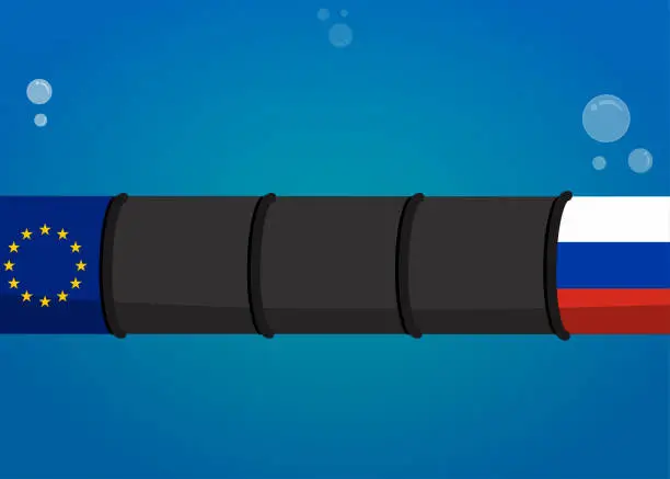 Vector illustration of Nord Stream and the gas leak between Russia and the European Union.