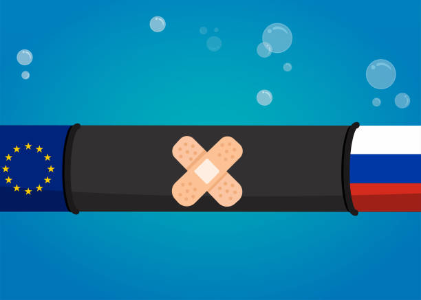 «северный поток» и утечка газа между россией и евросоюзом. - nord stream stock illustrations