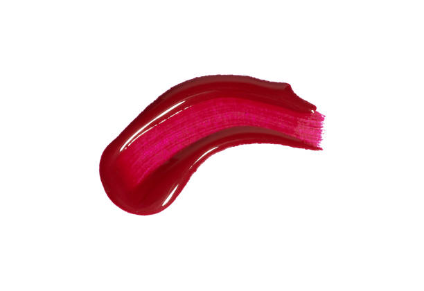 istock Red liquid lipstick smudge isolated on white background. Lip gloss and lipstick smears. 1430343255