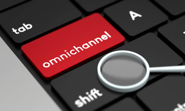 istock Close-Up Laptop Keyboard With Omnichannel Button and magnifying glass 1430343341