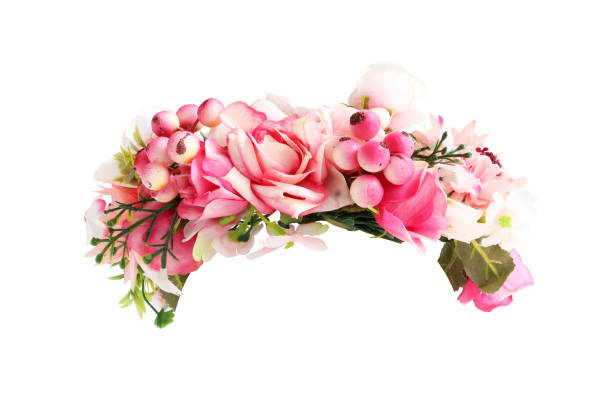 istock Pink Flower Crown Front View isolated on white background with clipping paths 1430346686