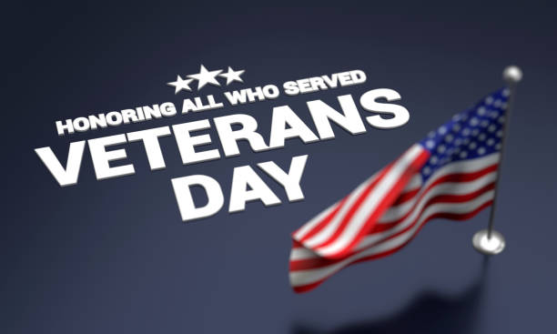 istock American flag and Veterans Day 1430349637