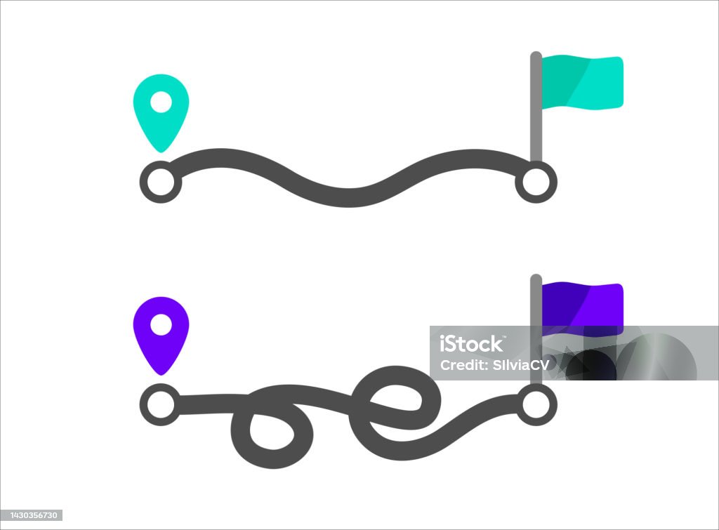 Diffcult Way Difficult And Simple Way Stock Illustration - Download Image Now ...